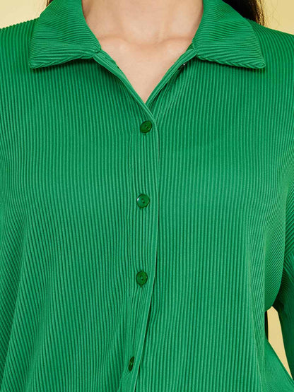 Satin Oversize Shirt (Green)