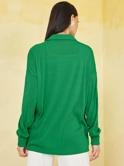 Satin Oversize Shirt (Green)