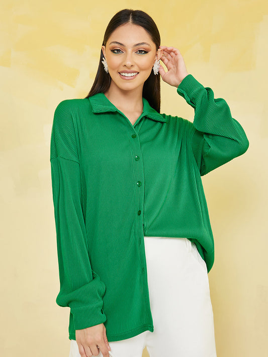 Satin Oversize Shirt (Green)